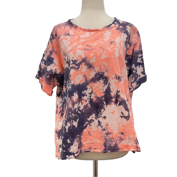 Cali Dreaming Tops - Cali Dreaming Town Sunset Pink Blue Tie Dye Short Sleeve Tee Size Small